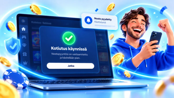 Mies juhlii nopeaa nostoa Trumo kasinolta
